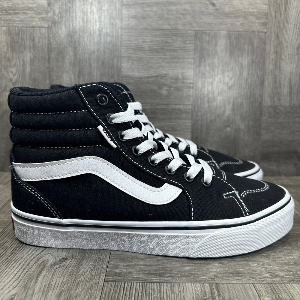 Vans‎ Sk8-Hi Sneakers Womens 5 Black White Canvas High Top Classic NEW